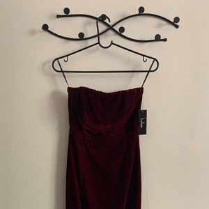 Burgundy Velvet Strapless Midi Dress (Lulus.com)